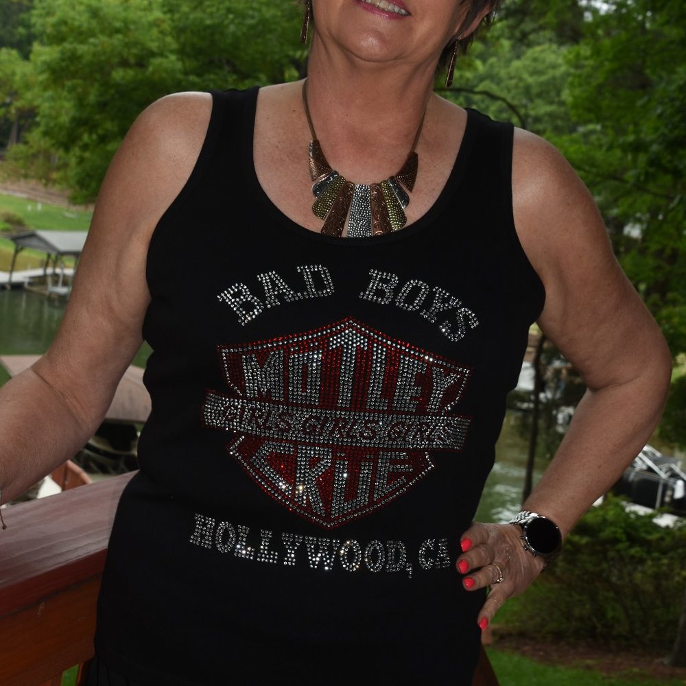 Motley Crue Rhinestone Bling sleeveless tank XS S M L XL XXL 1X 2X 3X 4X 5X